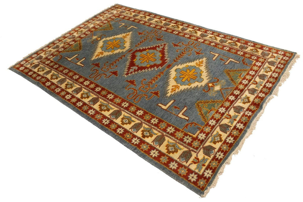 Gray Geometric 6X8 Kazak Oriental Rug