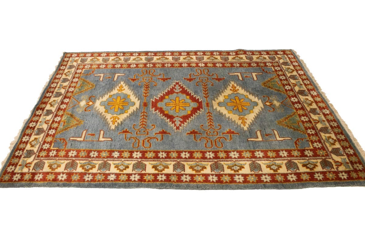 Gray Geometric 6X8 Kazak Oriental Rug