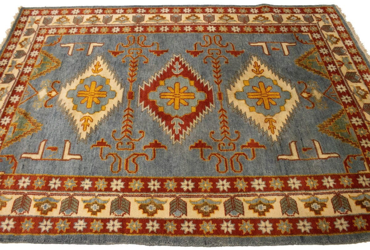 Gray Geometric 6X8 Kazak Oriental Rug