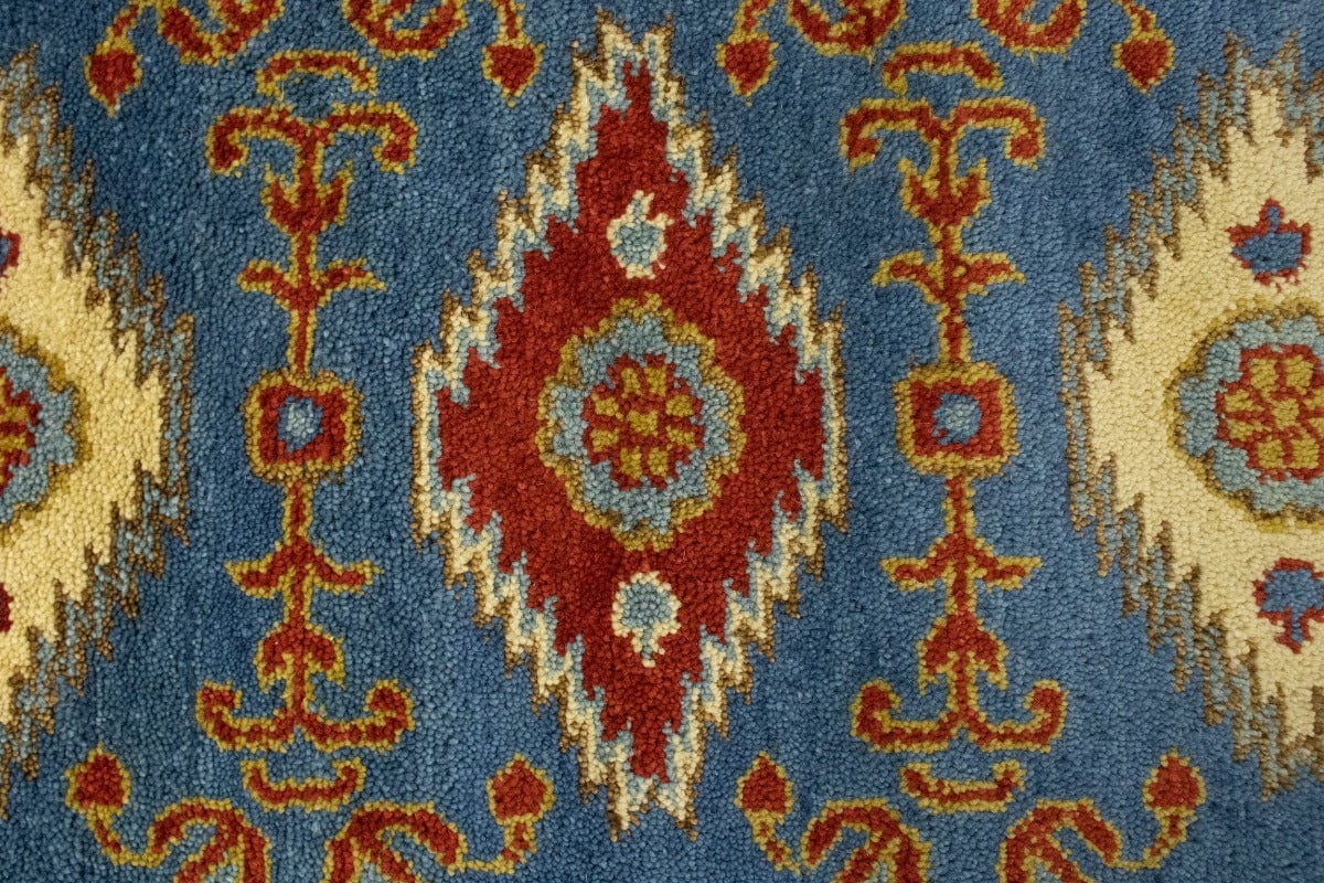 Blue Geometric 2'5X4'8 Kazak Oriental Rug