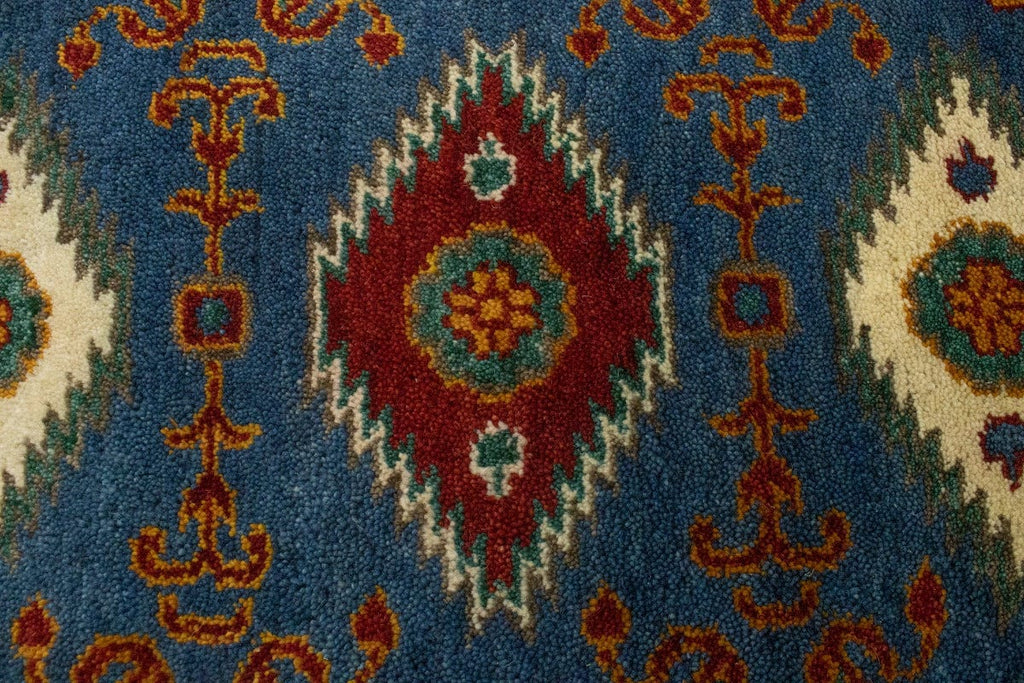 Blue Geometric 2'5X4'8 Kazak Oriental Rug