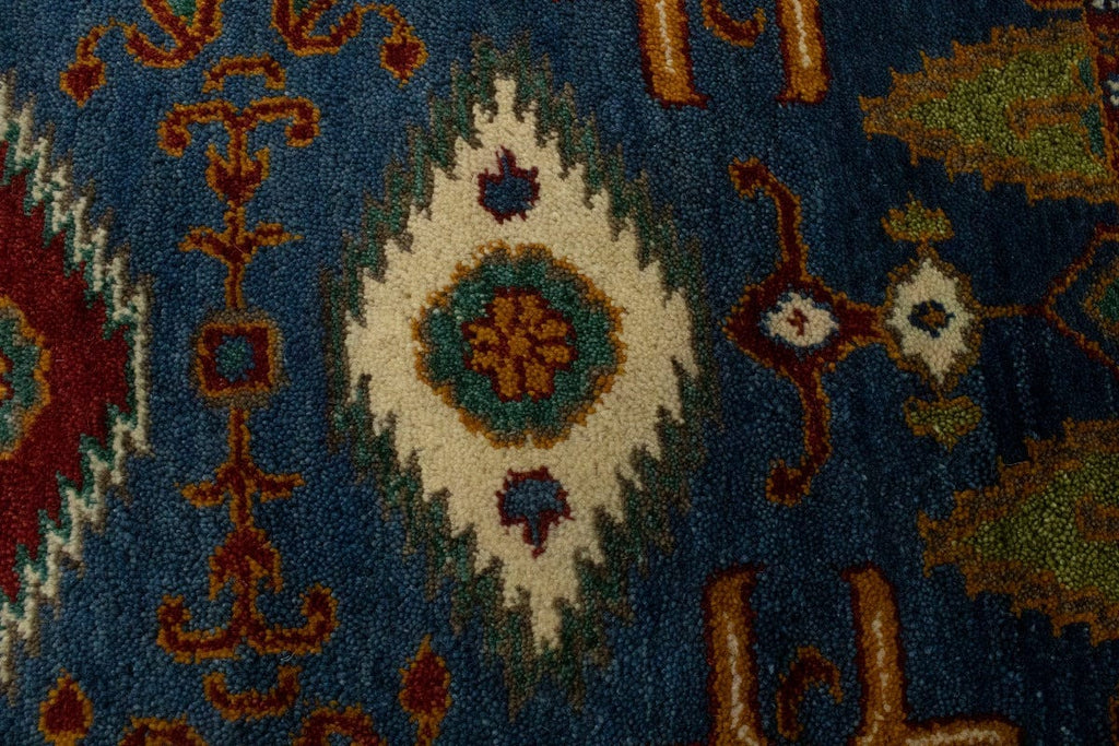 Blue Geometric 2'5X4'8 Kazak Oriental Rug