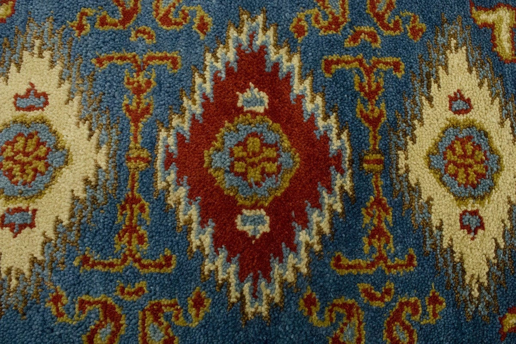 Blue Geometric 2X4 Kazak Oriental Rug