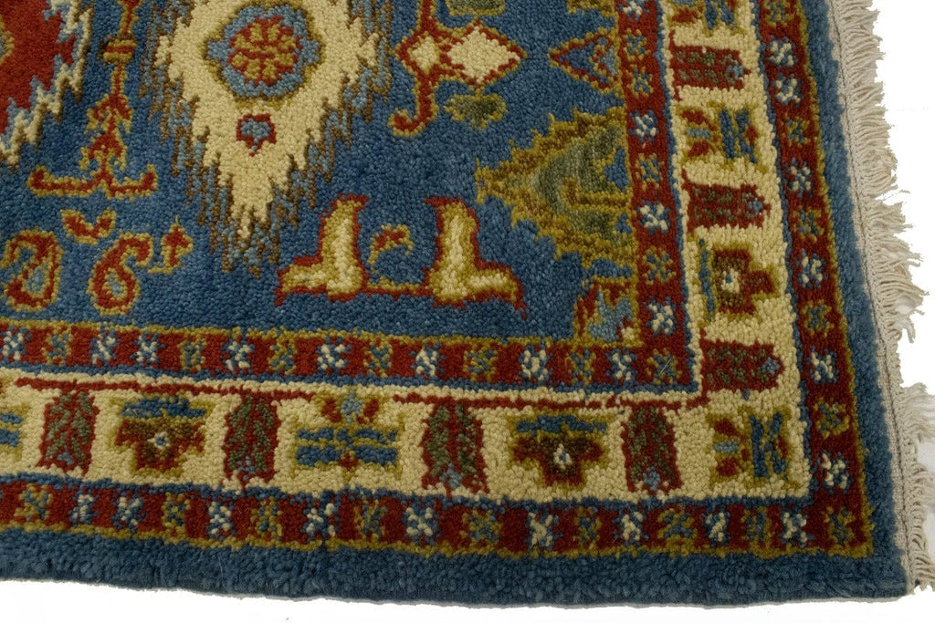 Blue Geometric 2X4 Kazak Oriental Rug