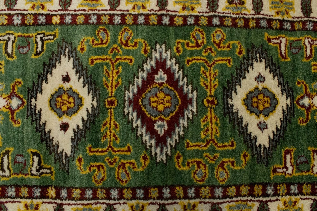 Green Geometric 2X4 Kazak Oriental Rug