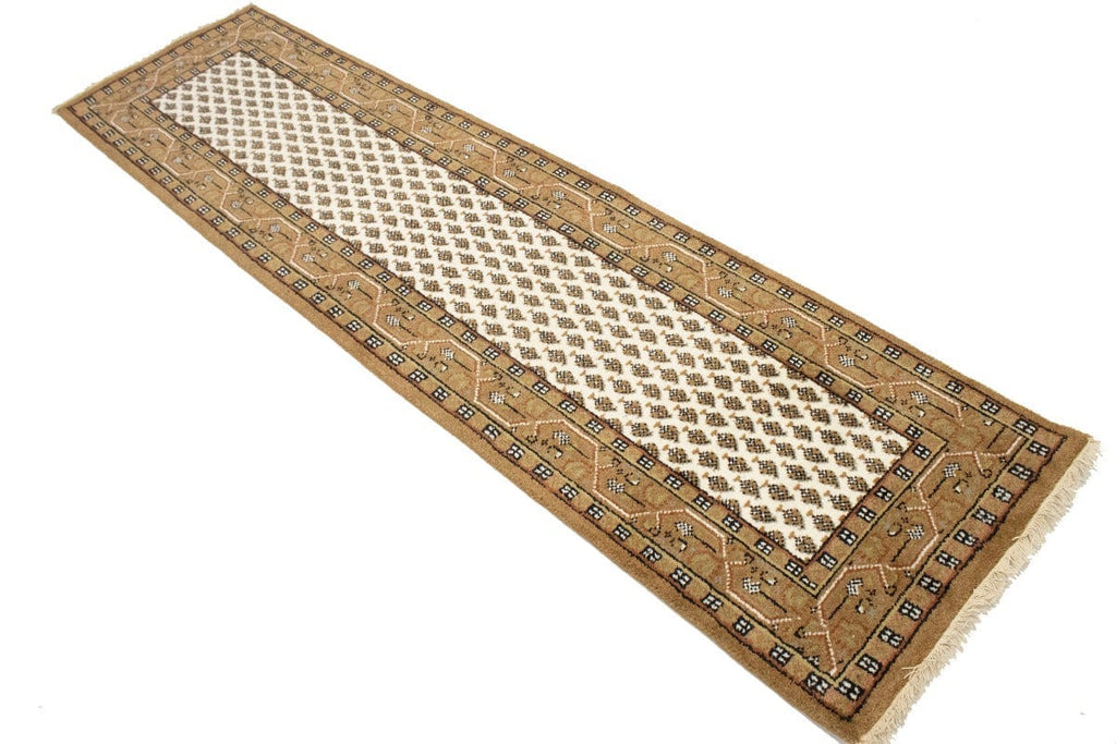 Cream Floral 2'5X9 Indo Botemir Oriental Runner Rug