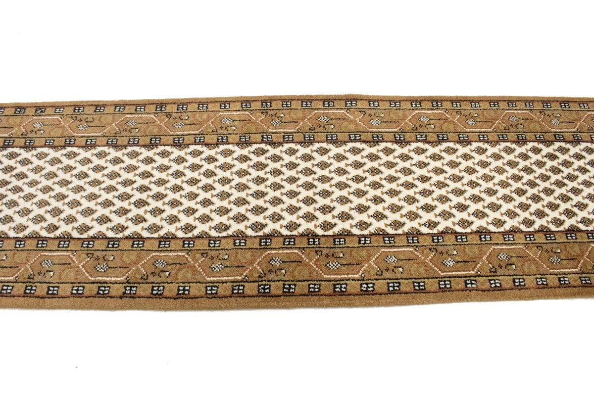 Cream Floral 2'5X9 Indo Botemir Oriental Runner Rug