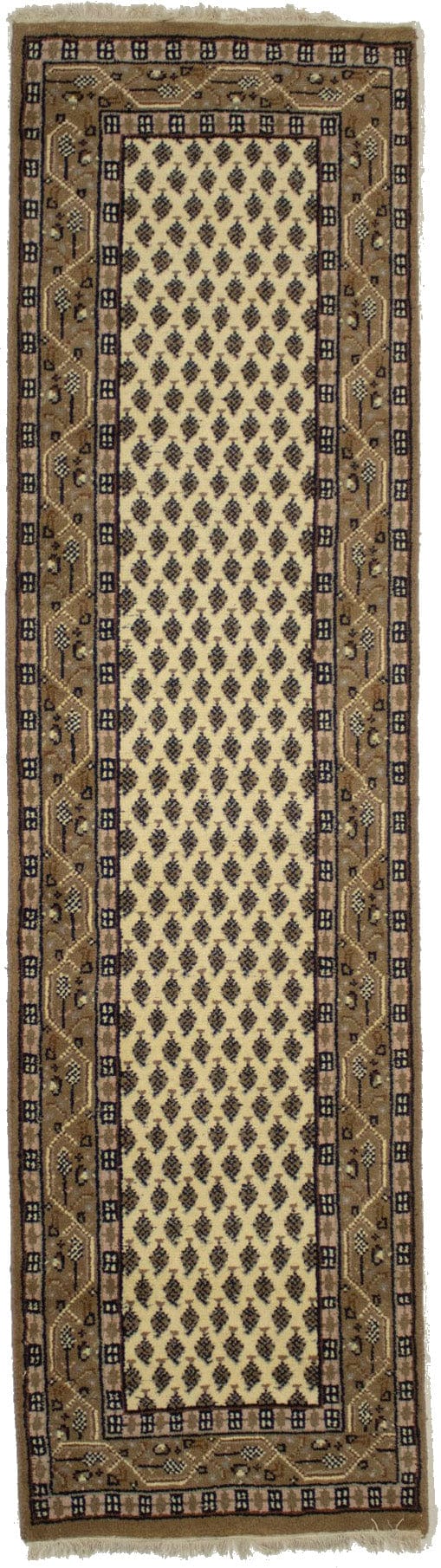 Cream Floral 2'5X8'9 Indo Botemir Oriental Runner Rug