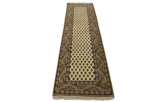 Cream Floral 2'5X8'9 Indo Botemir Oriental Runner Rug