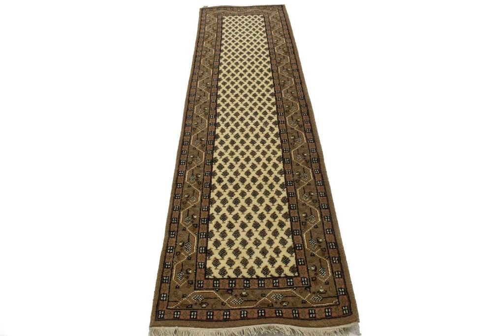 Cream Floral 2'4X9 Indo Botemir Oriental Runner Rug