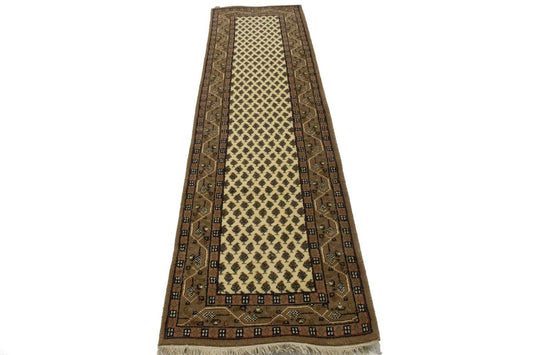 Cream Floral 2'4X9 Indo Botemir Oriental Runner Rug