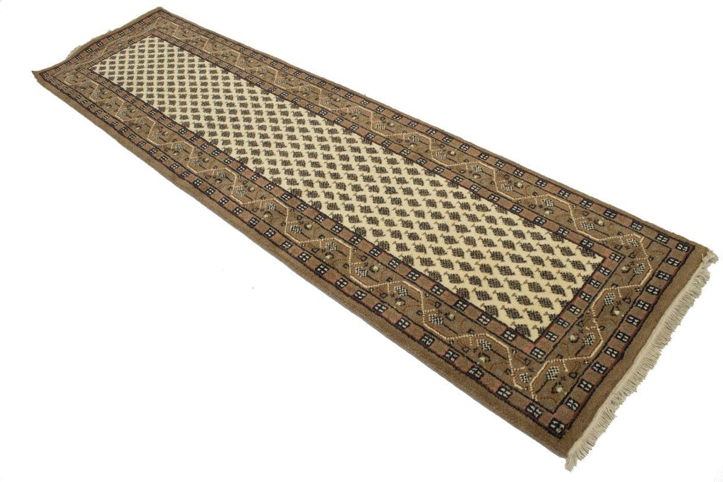 Cream Floral 2'4X9 Indo Botemir Oriental Runner Rug