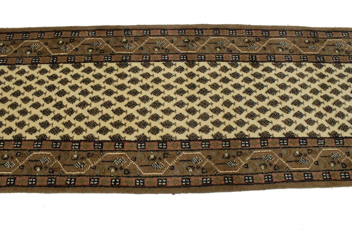 Cream Floral 2'4X9 Indo Botemir Oriental Runner Rug