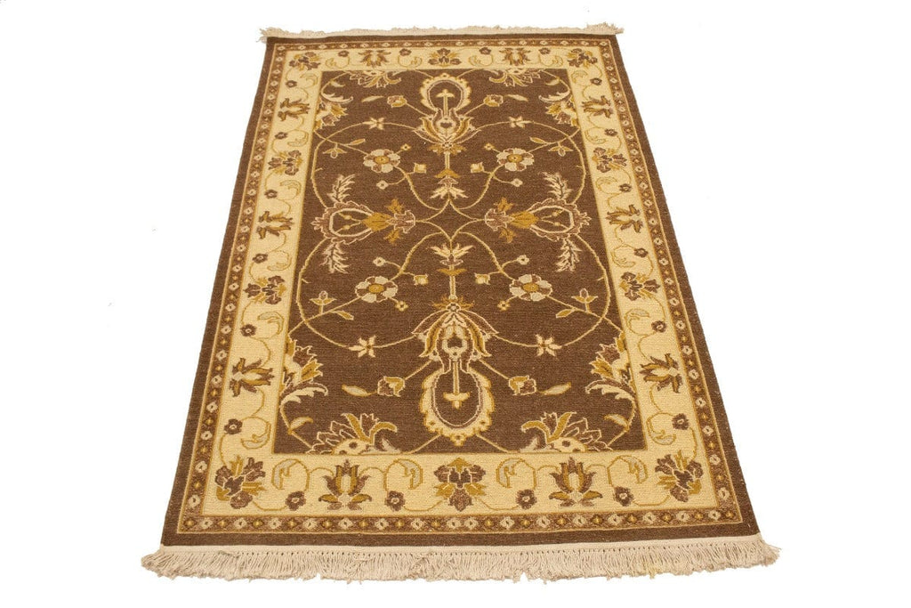 Brown Floral 4X6 Sumak Oriental Rug