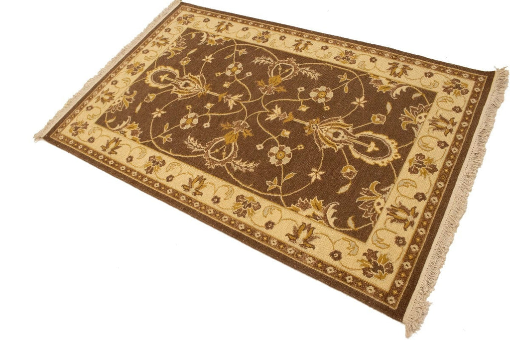 Brown Floral 4X6 Sumak Oriental Rug