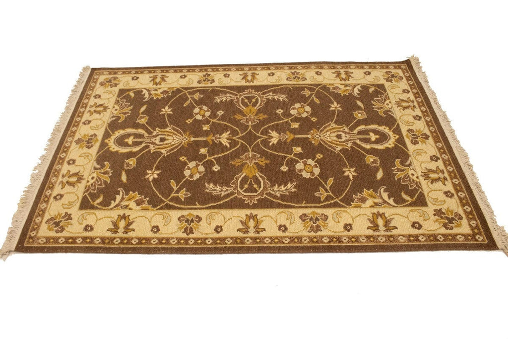 Brown Floral 4X6 Sumak Oriental Rug