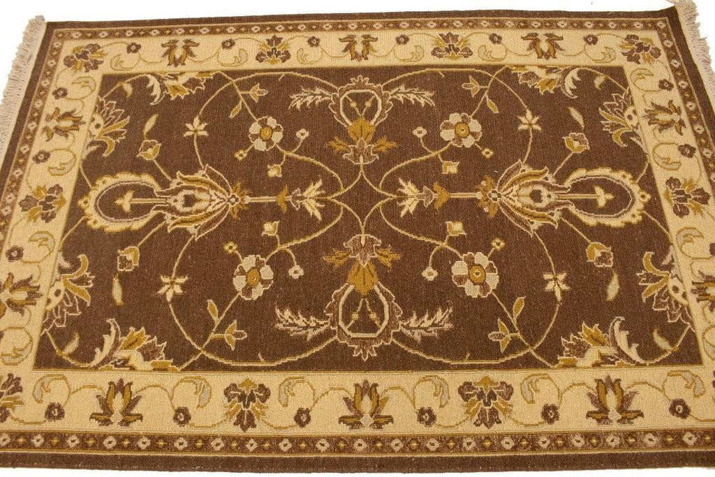 Brown Floral 4X6 Sumak Oriental Rug