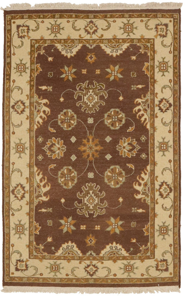 Dark Brown Floral 4X6 Sumak Oriental Rug