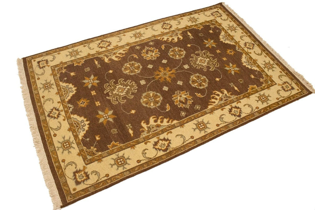 Dark Brown Floral 4X6 Sumak Oriental Rug