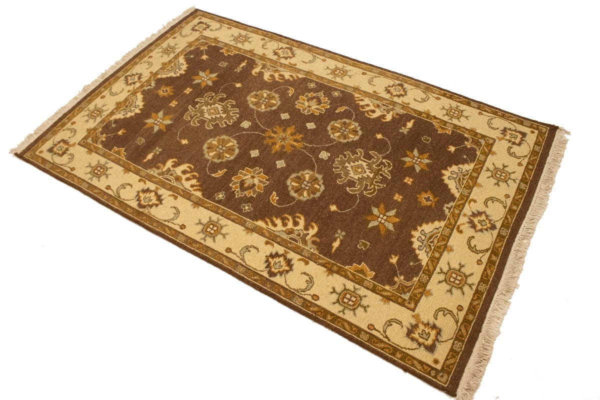 Dark Brown Floral 4X6 Sumak Oriental Rug