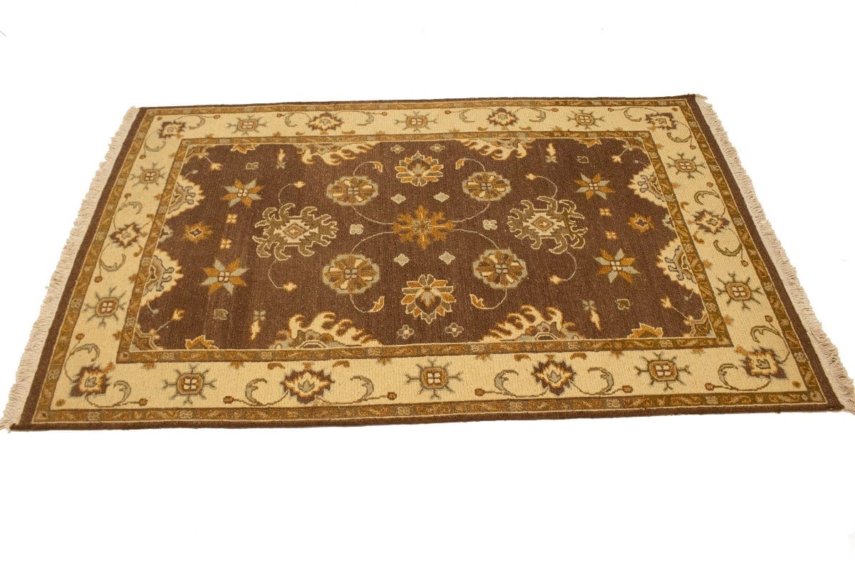 Dark Brown Floral 4X6 Sumak Oriental Rug