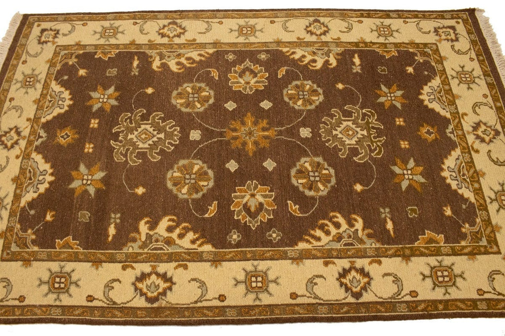 Dark Brown Floral 4X6 Sumak Oriental Rug