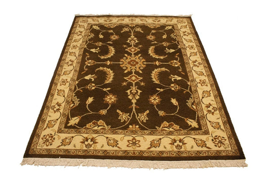 Dark Brown Floral 5X7 Sumak Oriental Rug