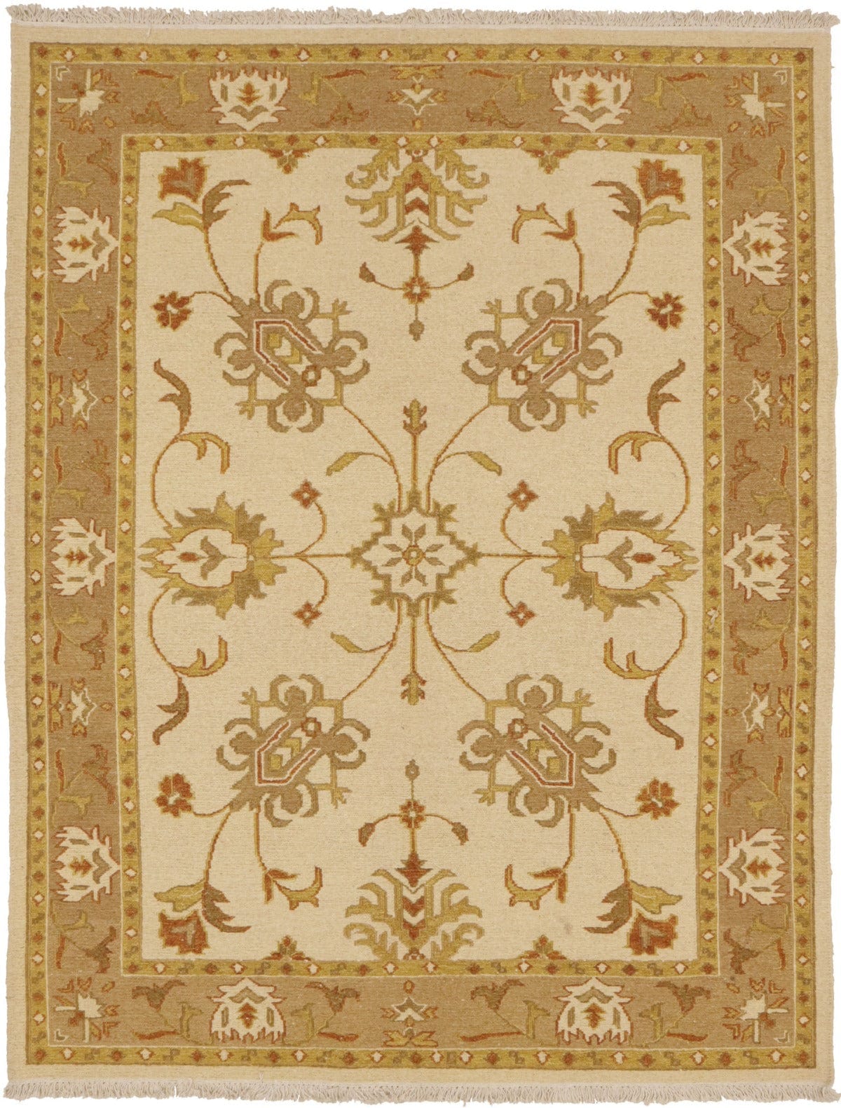 Cream Floral 5X7 Sumak Oriental Rug