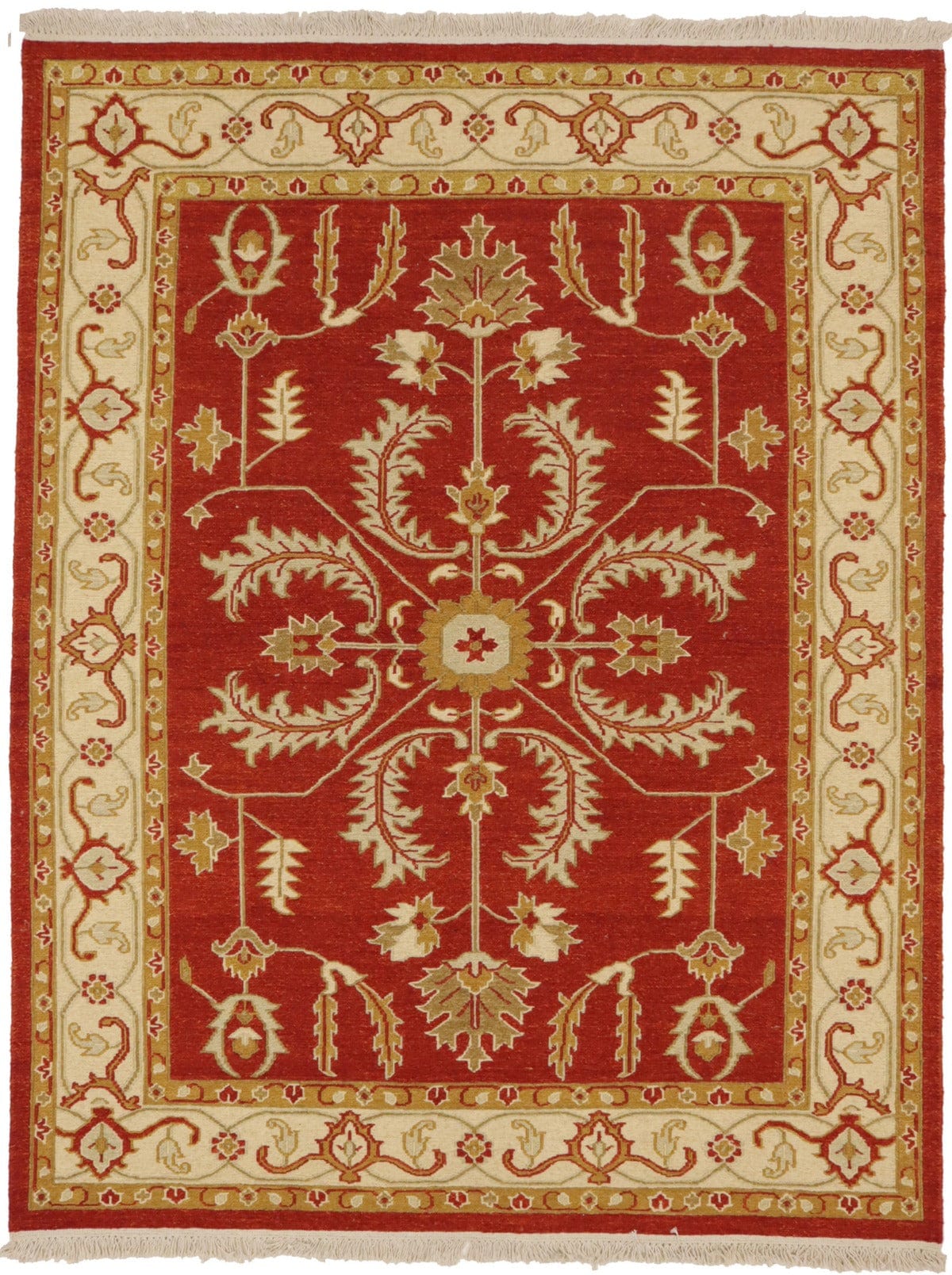 Orange-red Floral 5X7 Sumak Oriental Rug