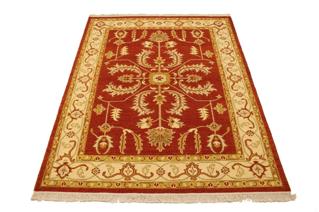 Orange-red Floral 5X7 Sumak Oriental Rug