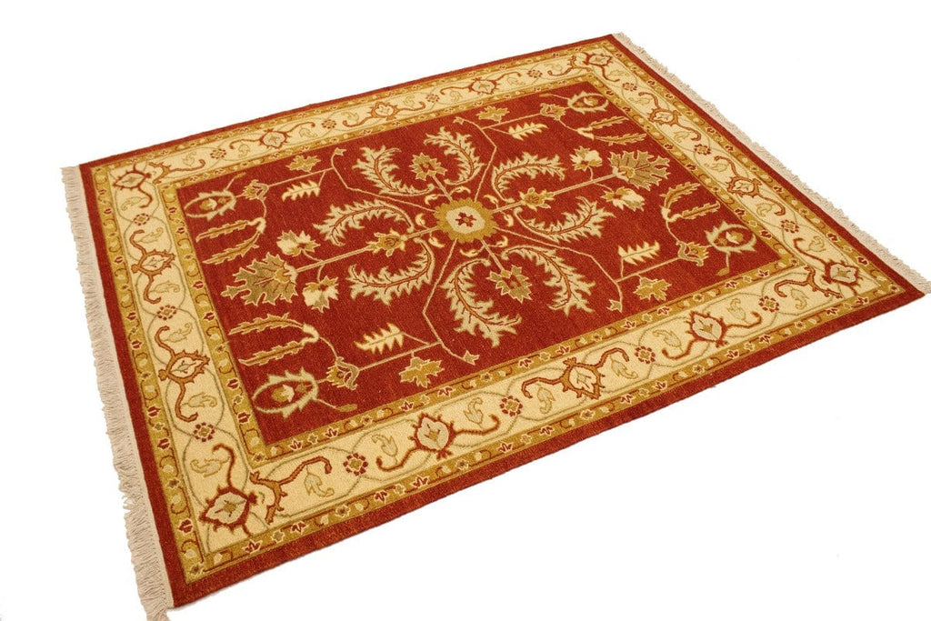 Orange-red Floral 5X7 Sumak Oriental Rug