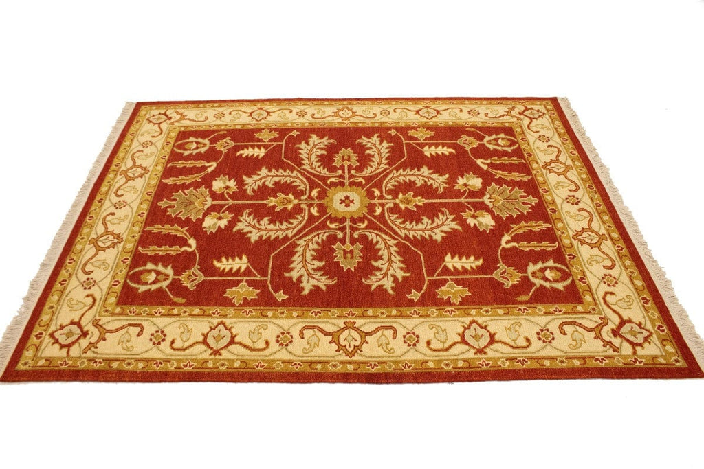 Orange-red Floral 5X7 Sumak Oriental Rug