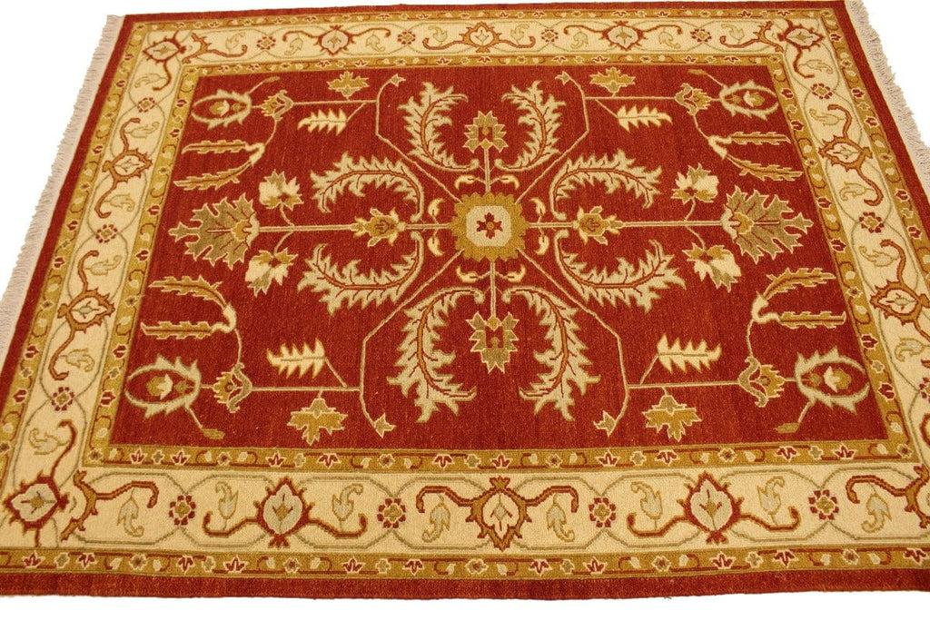 Orange-red Floral 5X7 Sumak Oriental Rug