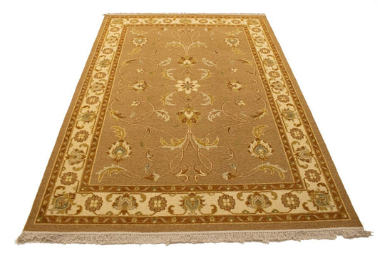 Khaki Floral 6X8 Sumak Oriental Rug