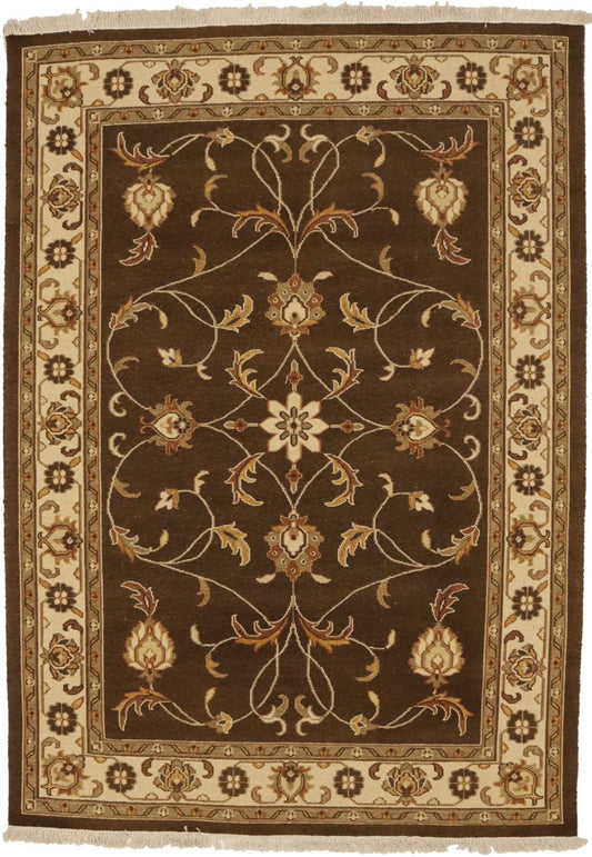 Brown Floral 6X8 Sumak Oriental Rug