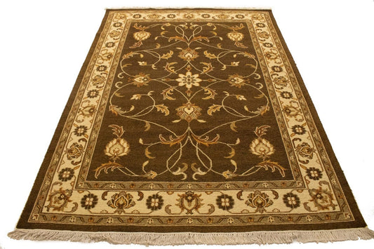 Brown Floral 6X8 Sumak Oriental Rug