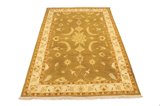 Khaki Floral 6'6X9'4 Sumak Oriental Rug