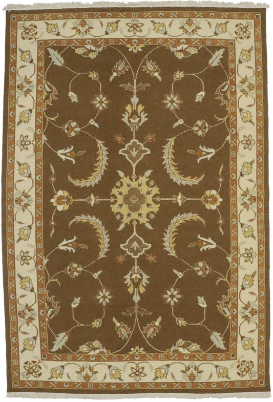 Brown Floral 7X10 Sumak Oriental Rug