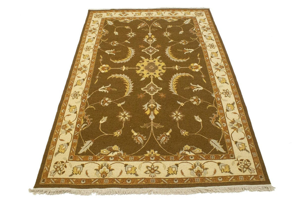 Brown Floral 7X10 Sumak Oriental Rug