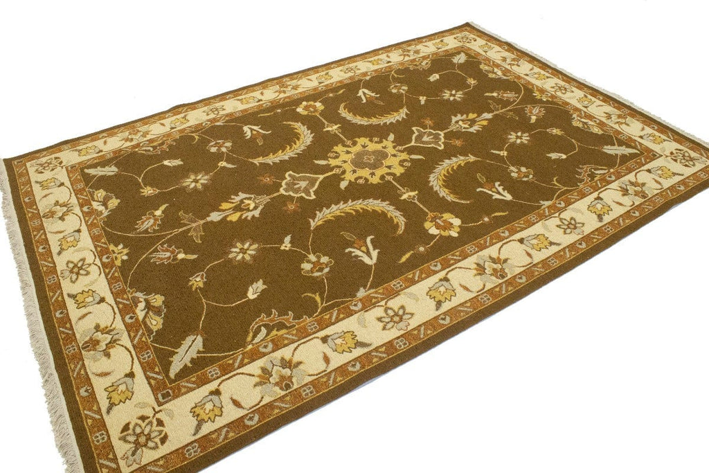 Brown Floral 7X10 Sumak Oriental Rug