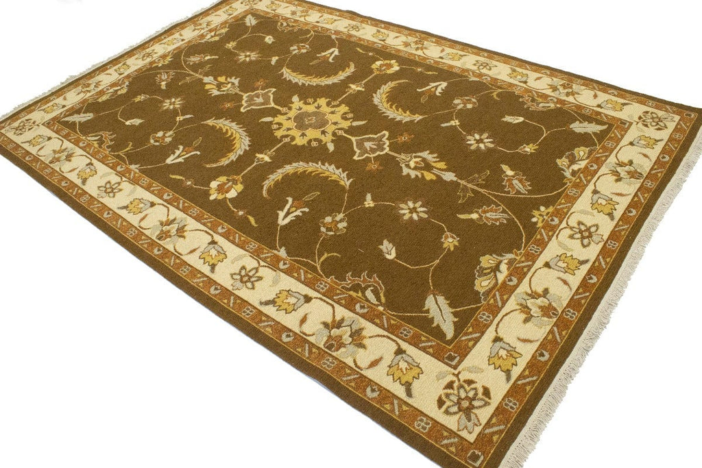 Brown Floral 7X10 Sumak Oriental Rug