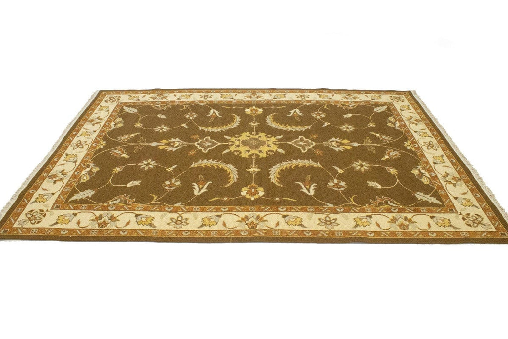 Brown Floral 7X10 Sumak Oriental Rug