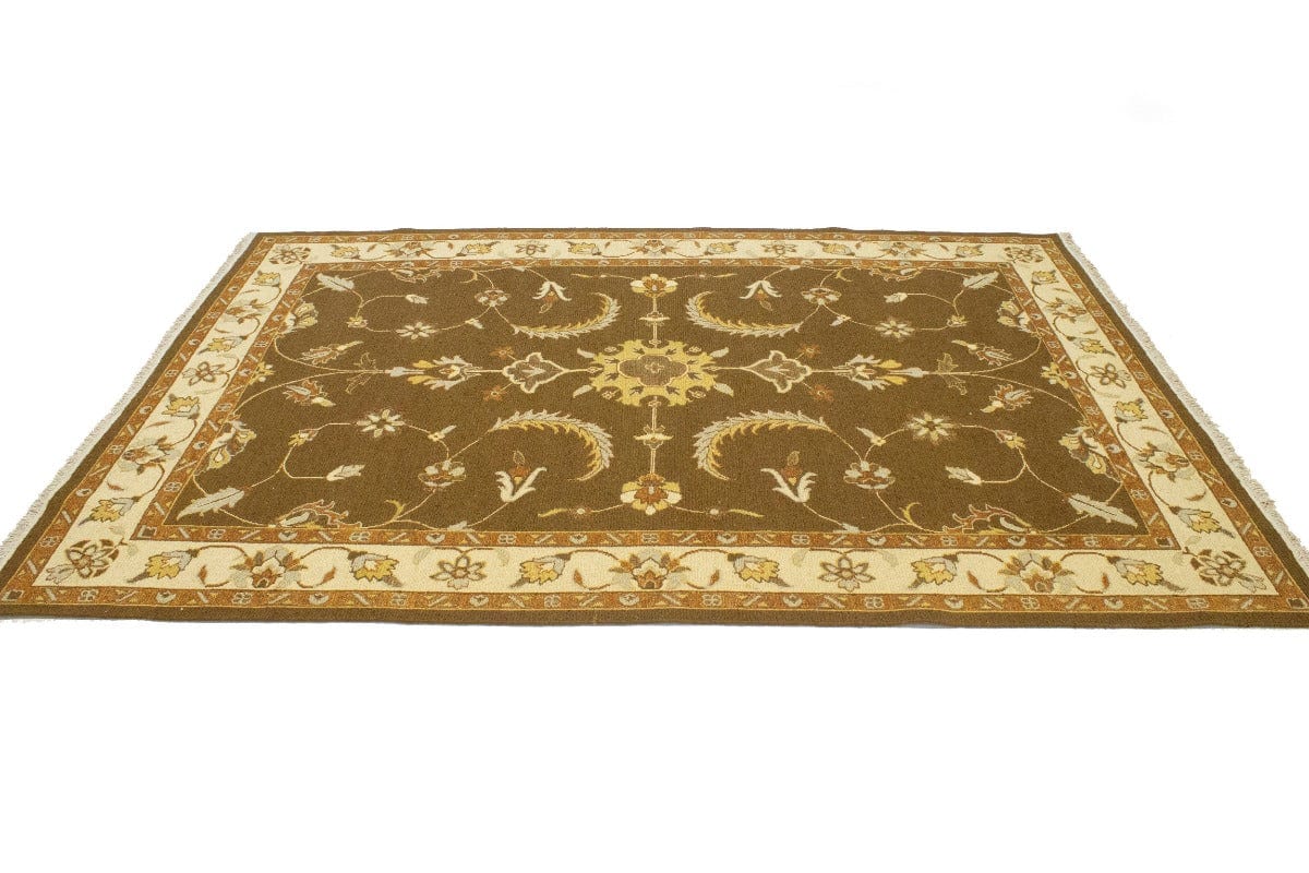 Brown Floral 7X10 Sumak Oriental Rug