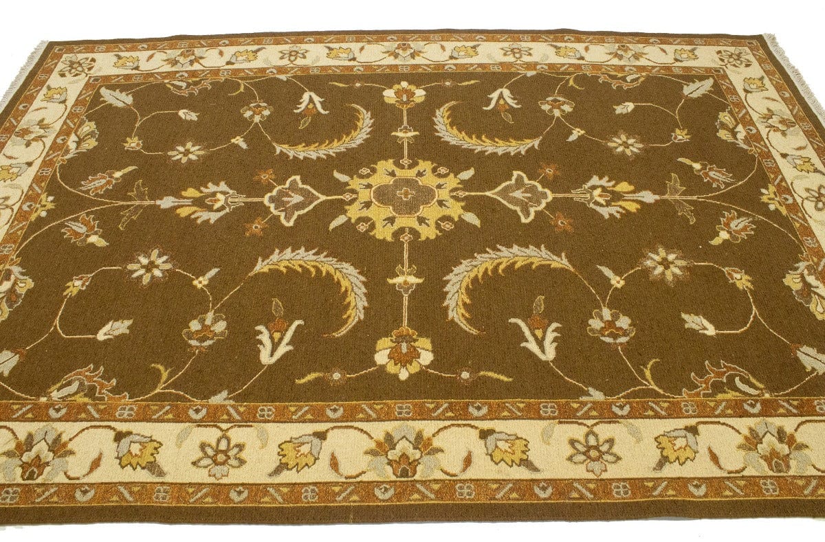 Brown Floral 7X10 Sumak Oriental Rug