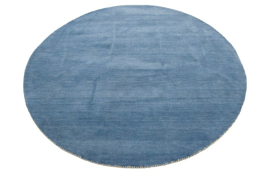 Blue Solid Tribal 7X7 Lori Gabbeh Oriental Round Rug