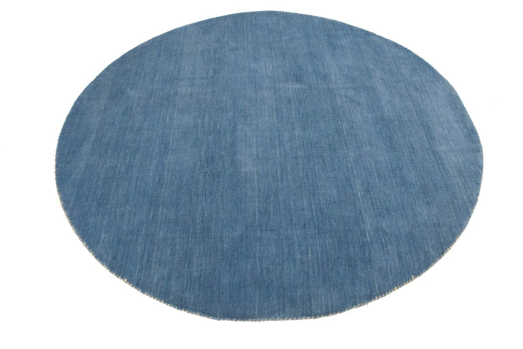 Blue Solid Tribal 7X7 Lori Gabbeh Oriental Round Rug