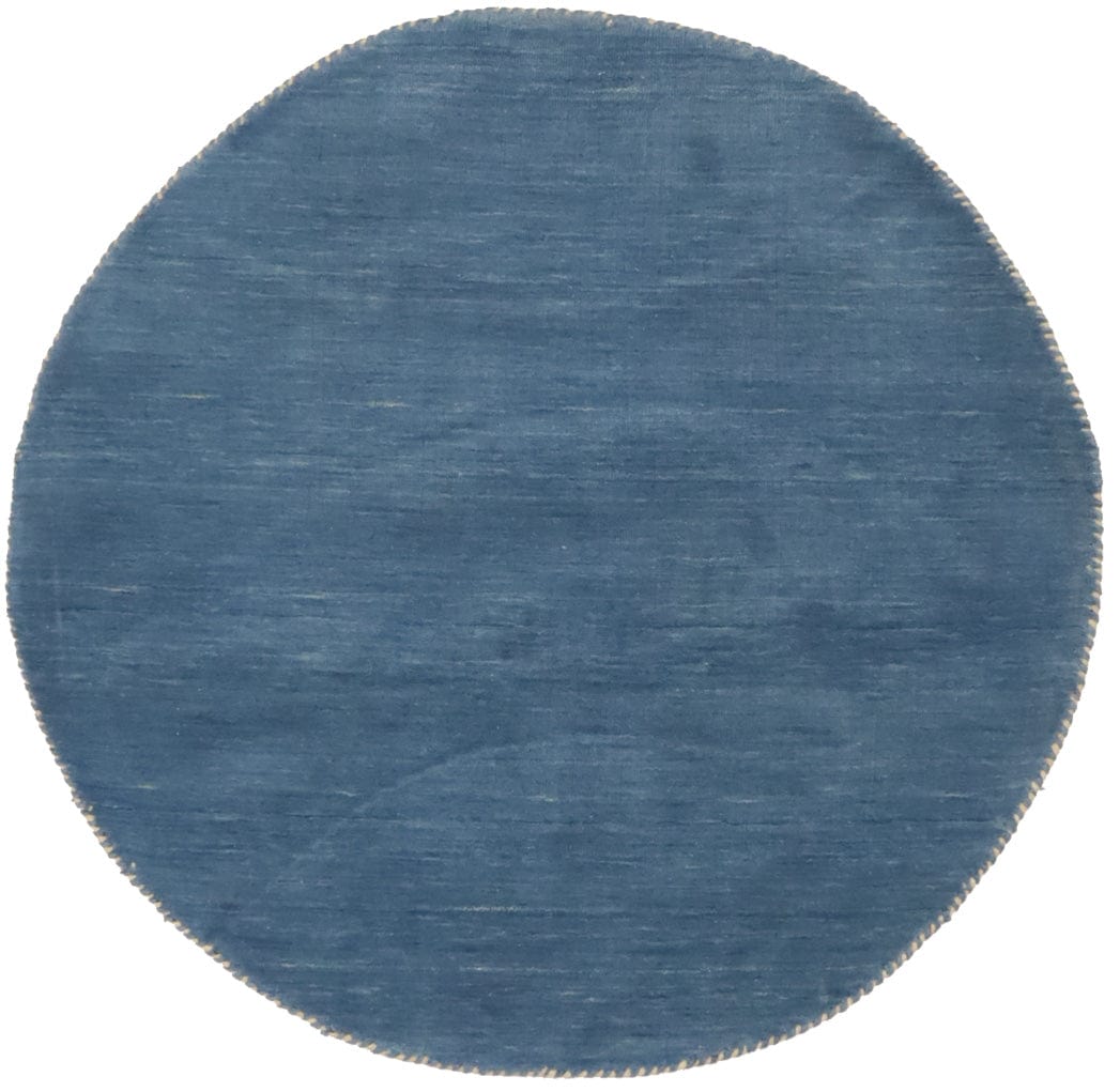 Blue Solid Tribal 4X4 Lori Gabbeh Oriental Round Rug