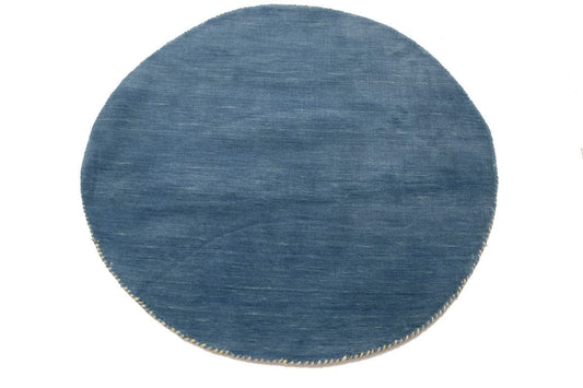 Blue Solid Tribal 4X4 Lori Gabbeh Oriental Round Rug