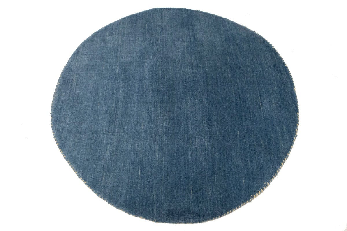 Blue Solid Tribal 4X4 Lori Gabbeh Oriental Round Rug