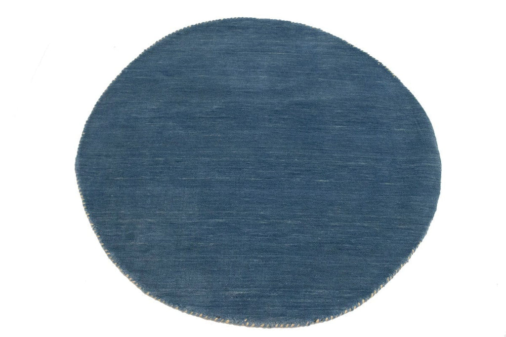 Blue Solid Tribal 4X4 Lori Gabbeh Oriental Round Rug